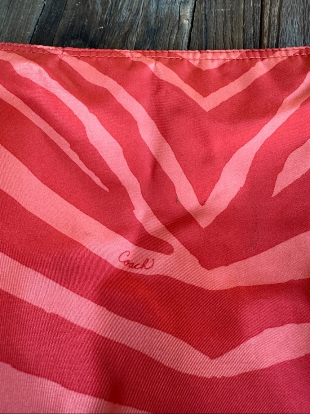Coach‎ hot orange zebra print nylon clutch, makeup bag, tote organizer